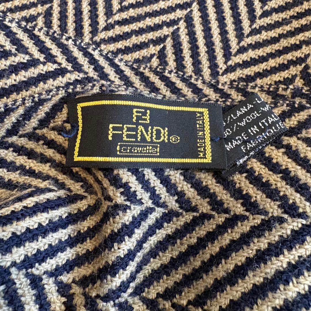 FENDI フェンディ ヘリンボーン FF柄 マフラー ウール