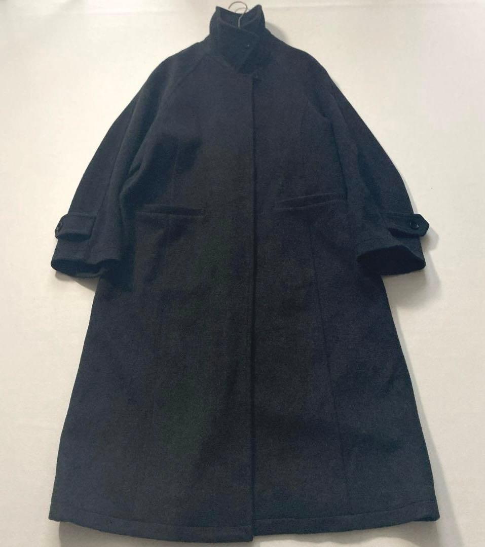【まこと】anuke　24AW ウールステンカラーコート チャコールグレー