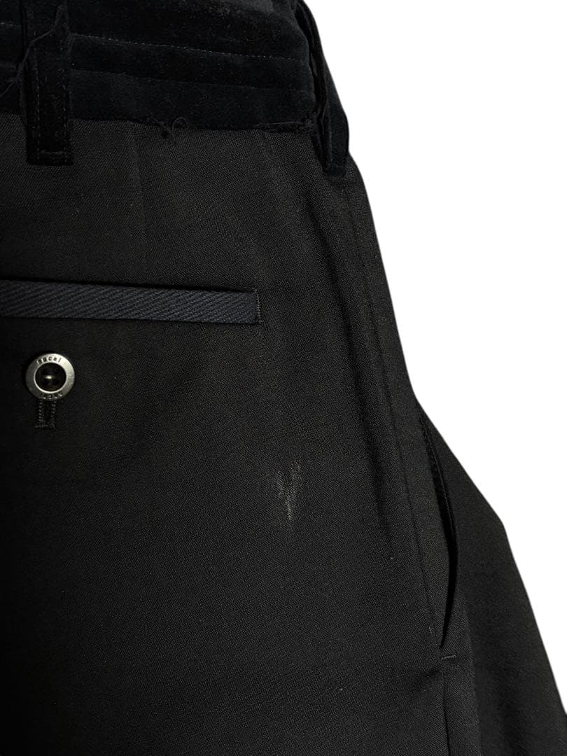 sacai 21SS ベロア切替 スーチングパンツ 1 濃紺 裾ドローコード