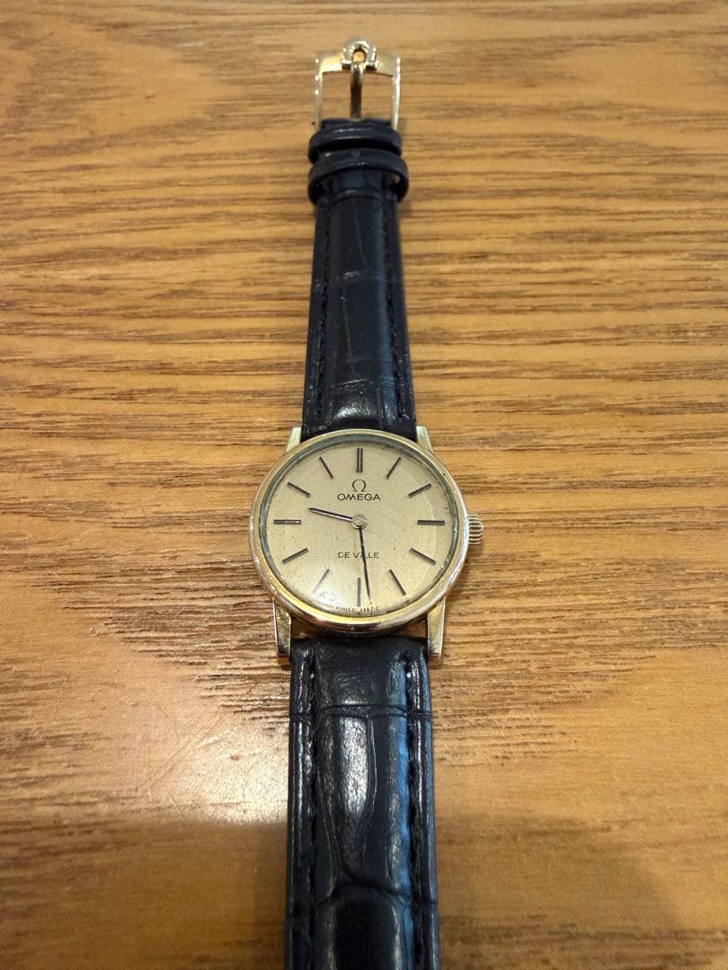 オメガ デビル ゴールド色 手巻き レディース ラウンド　新品ベルト