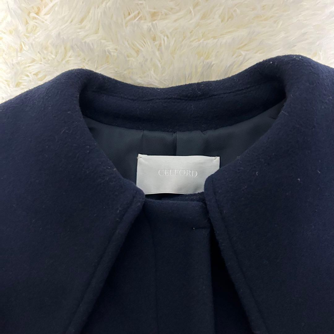 美品　CELFORD セルフォード　bellandi ビッグカラーコート　紺色