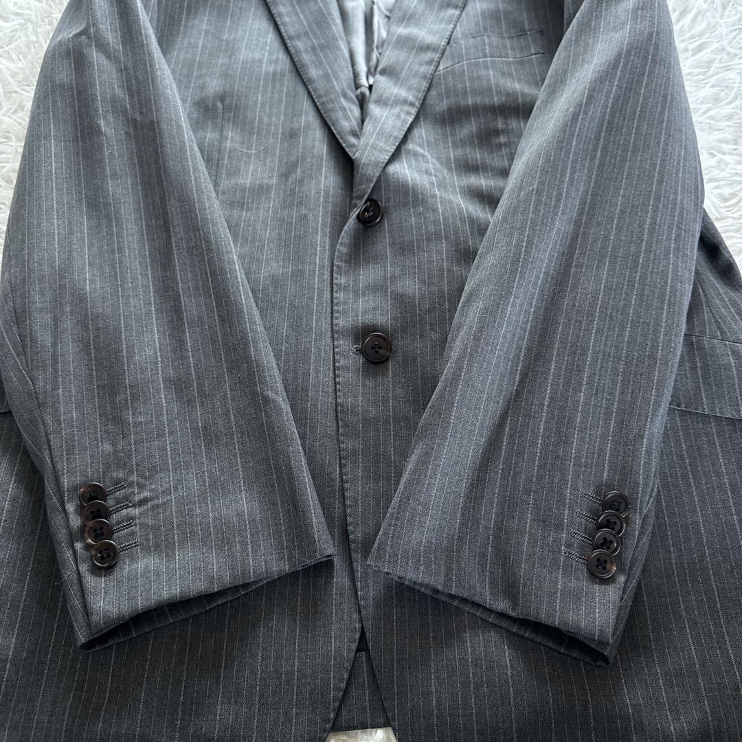 【ポールスミス】ロロピアーナSuper120'S スーツ グレーストライプ XL