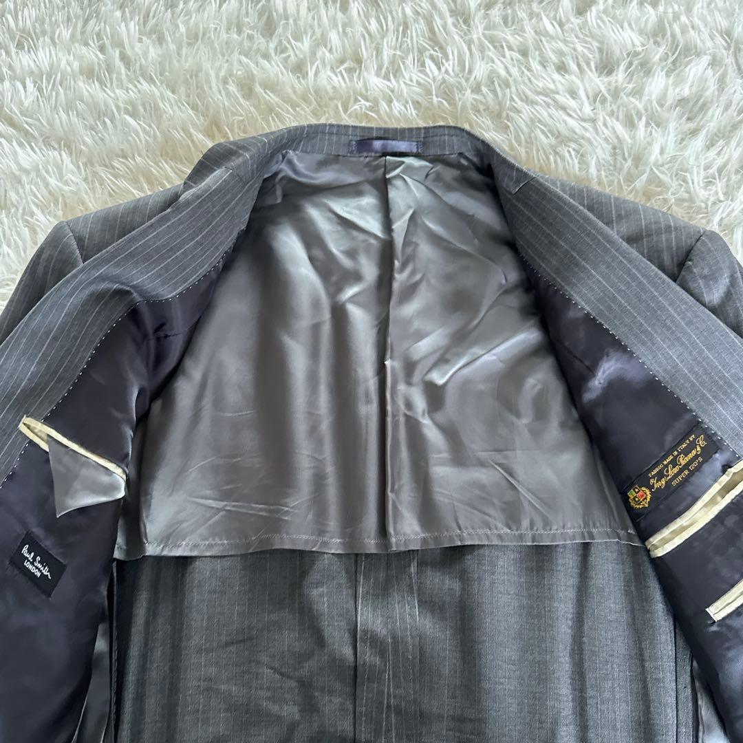 【ポールスミス】ロロピアーナSuper120'S スーツ グレーストライプ XL