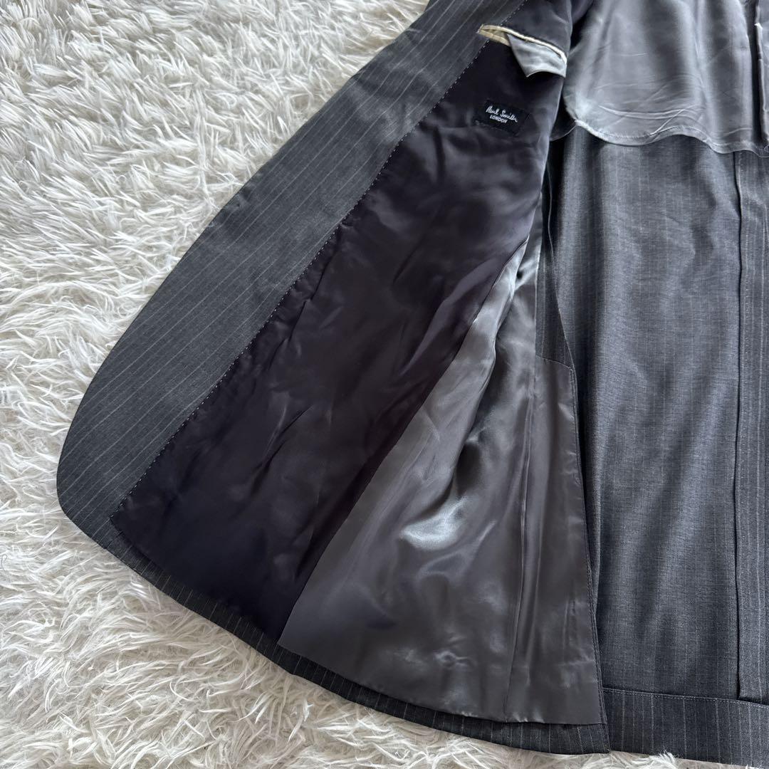 【ポールスミス】ロロピアーナSuper120'S スーツ グレーストライプ XL