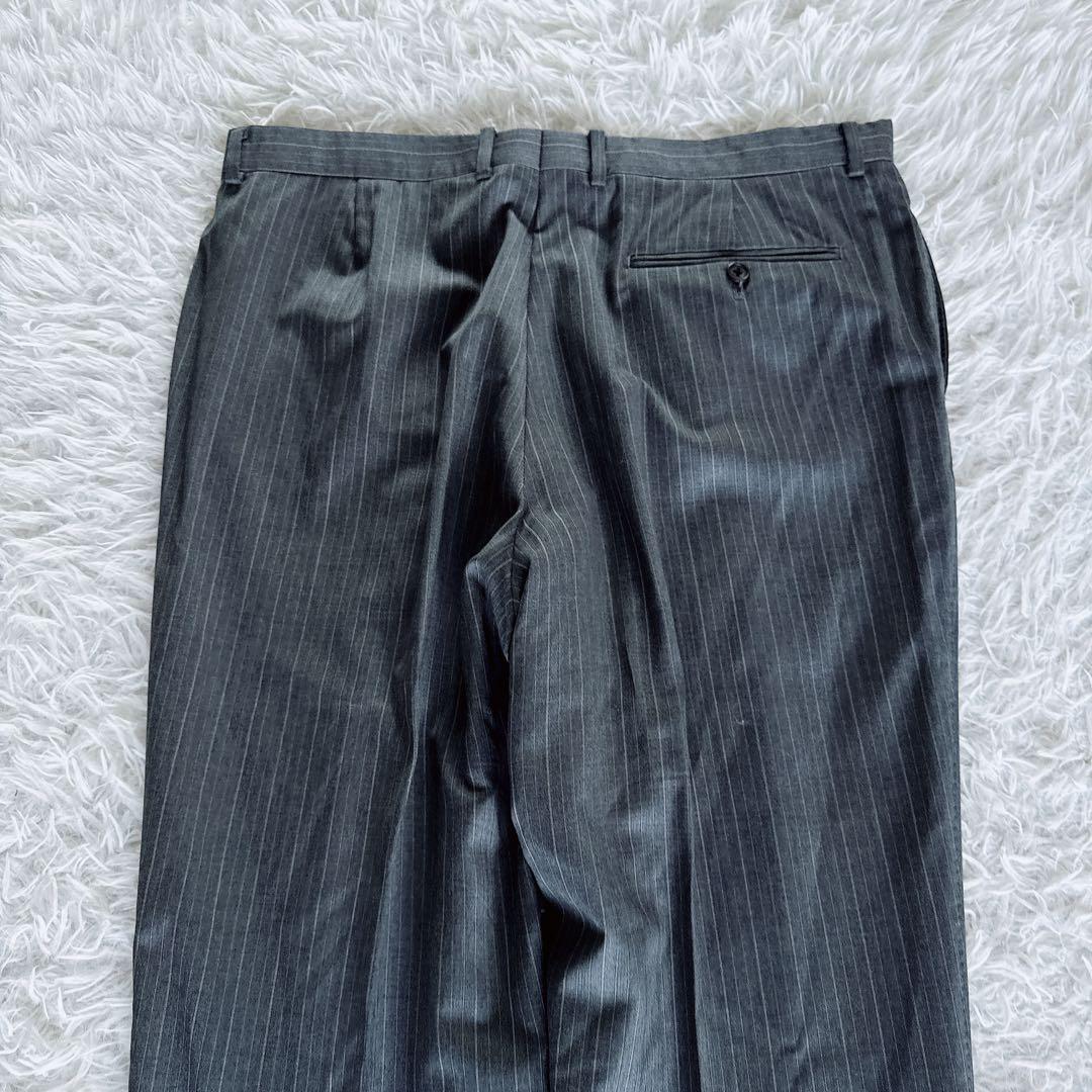 【ポールスミス】ロロピアーナSuper120'S スーツ グレーストライプ XL