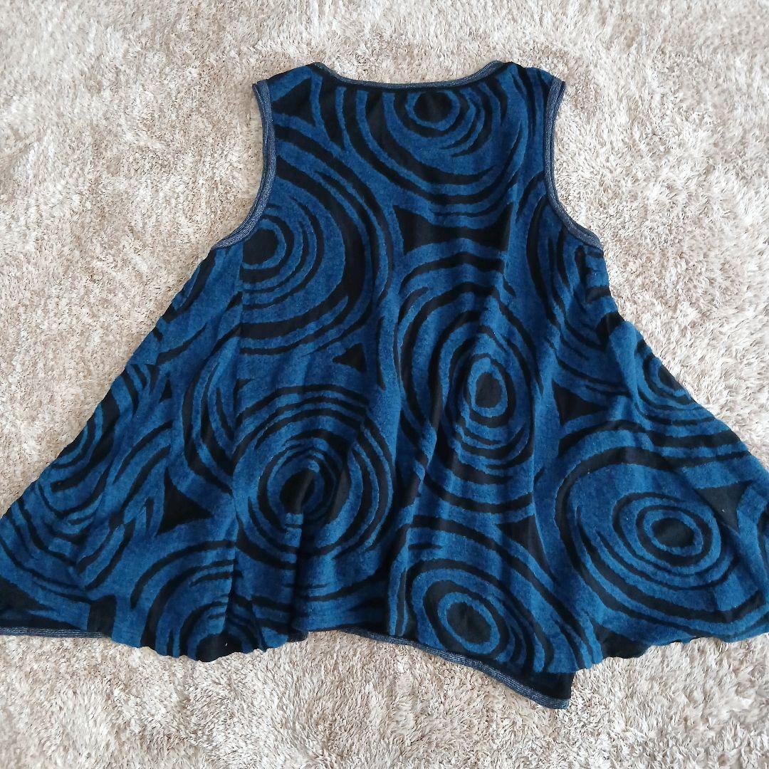 慈雨 センソユニコ ニット チュニック 変形 ジャガード ウール　渦巻　柄