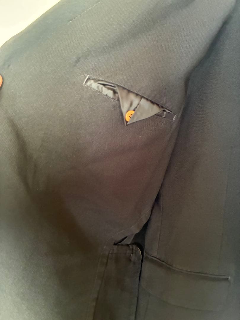 専用！！ノーカラー黒ジャケット オレンジボタン付き