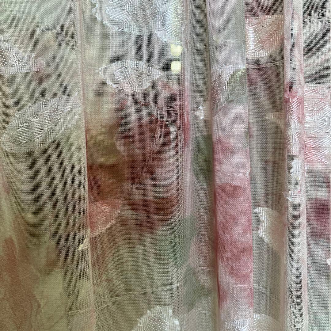 お買得　薔薇のカッティングのパーテーション2連 ライトアイボリー薔薇柄生地ピンク