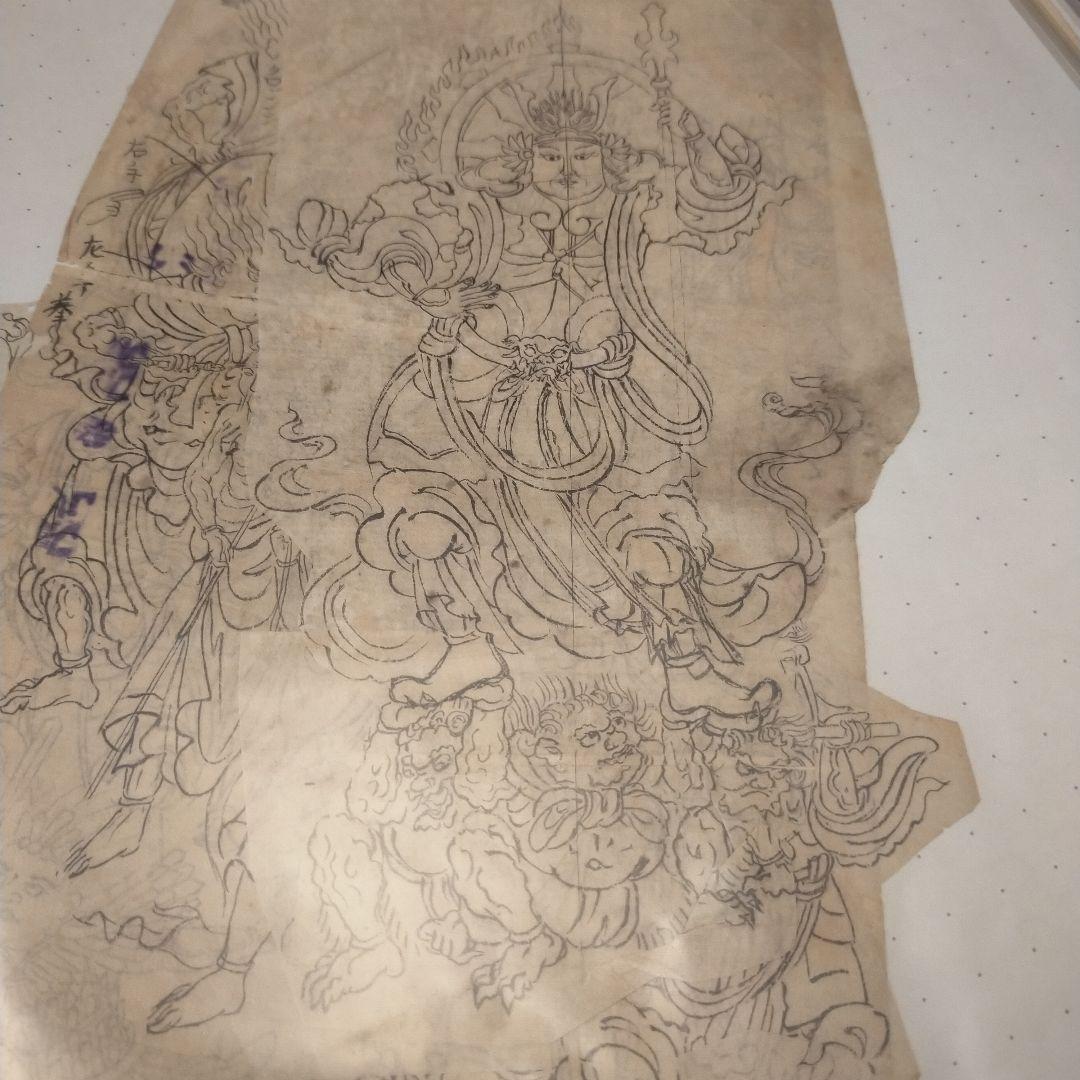超貴重古い水墨画　絵師による仏画写し下絵沢山　日本画