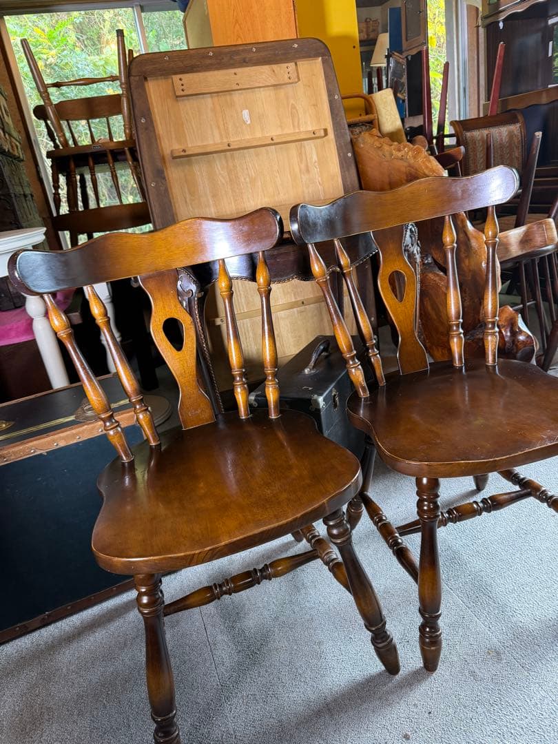 飛騨産業 キツツキ ウィンザーチェア 2脚セット 国産椅子 昭和レトロ