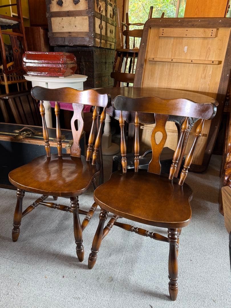 飛騨産業 キツツキ ウィンザーチェア 2脚セット 国産椅子 昭和レトロ