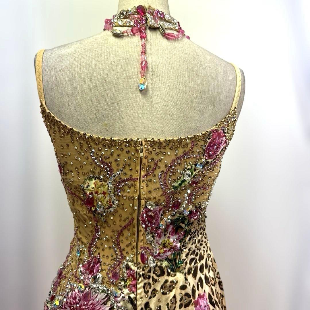 6320★Mピンク ヒョウ柄 花柄 スタンダードドレス 社交ダンス