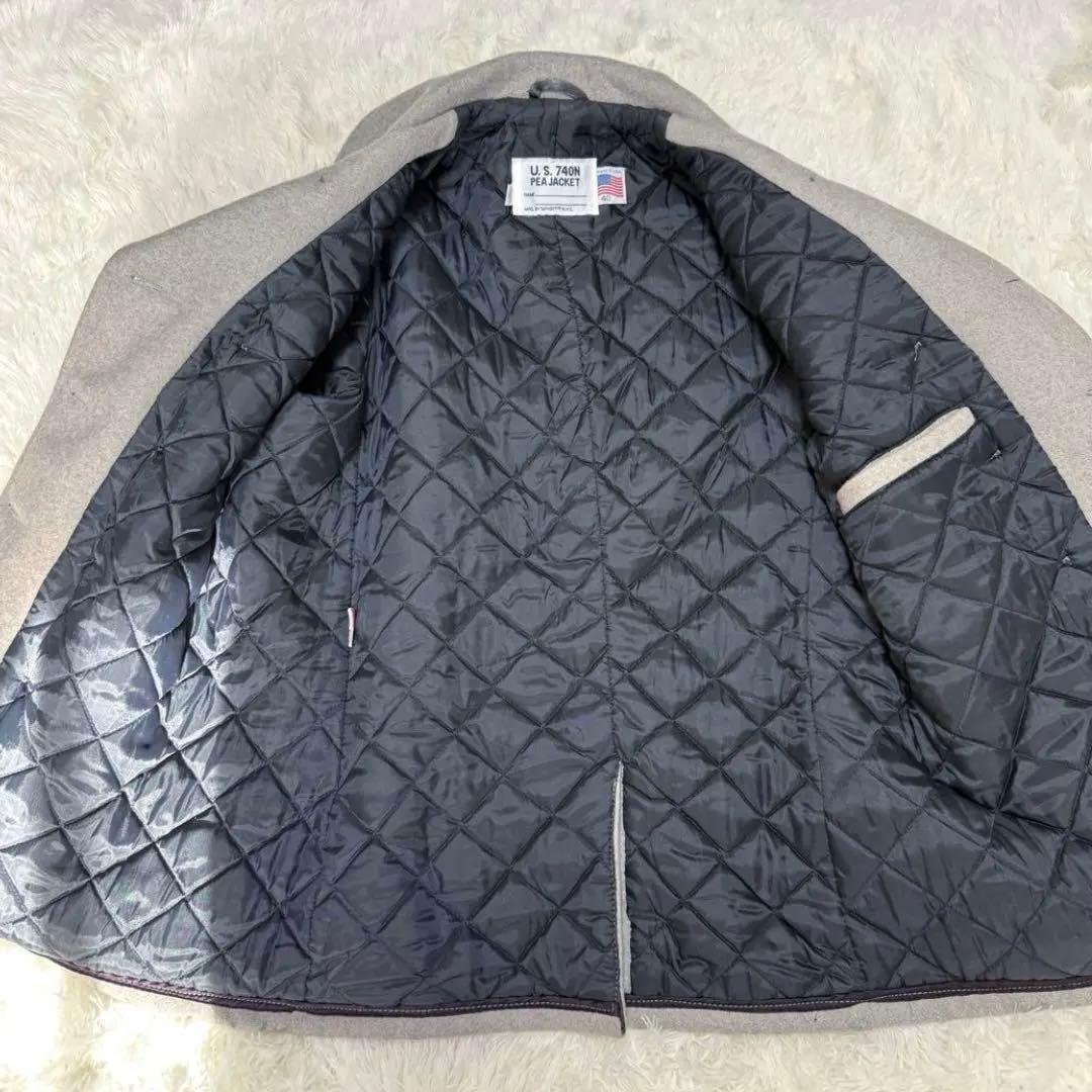 美品 Schott ピーコート メルトンウール 40 XL ダブルブレスト 灰色