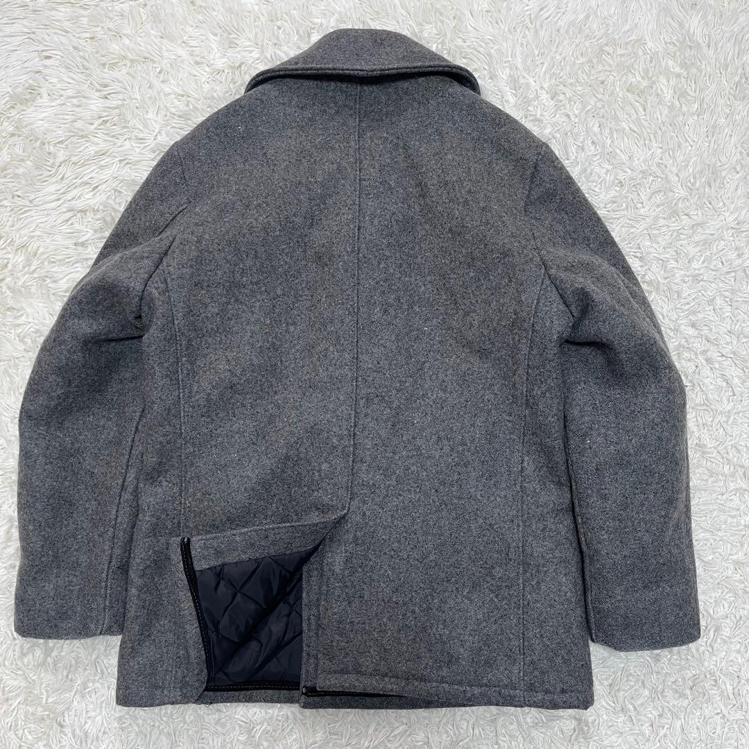 美品 Schott ピーコート メルトンウール 40 XL ダブルブレスト 灰色