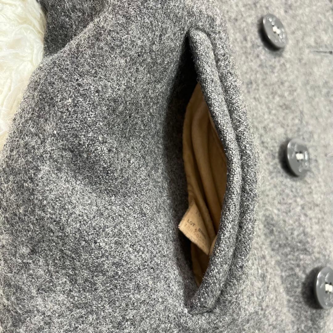 美品 Schott ピーコート メルトンウール 40 XL ダブルブレスト 灰色