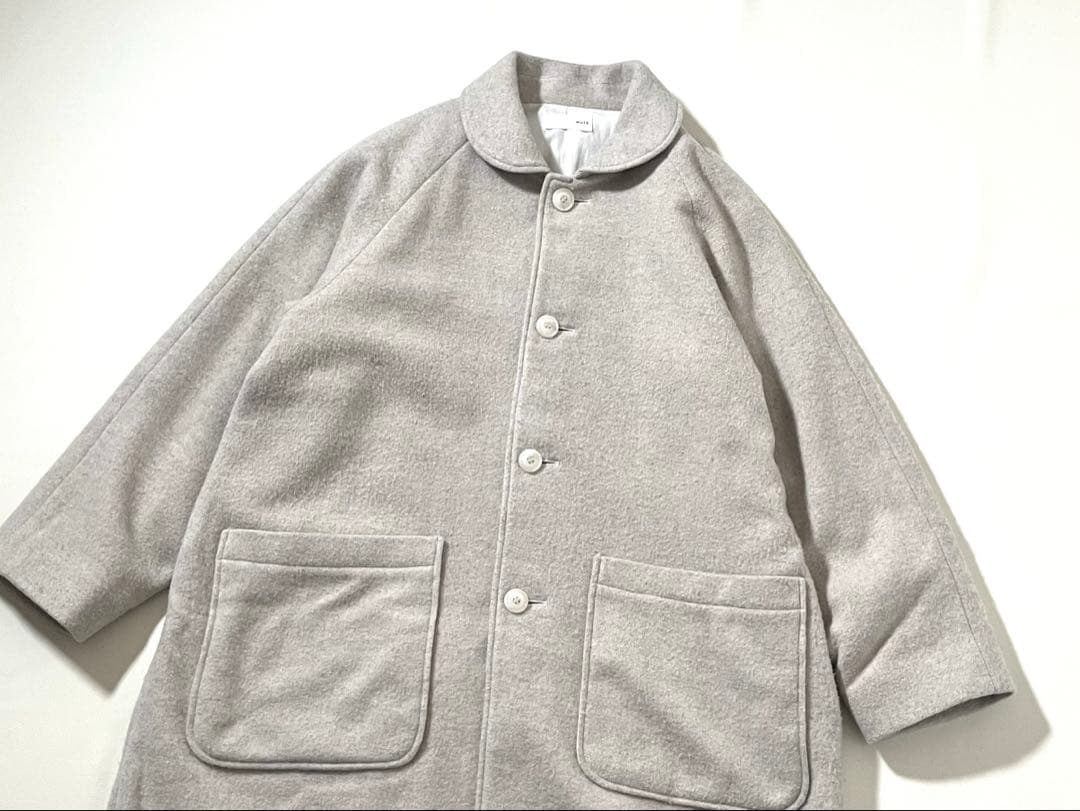 【美品】HUIS./ハウス 遠州織物　縮絨ウール フランネル ミドル コート