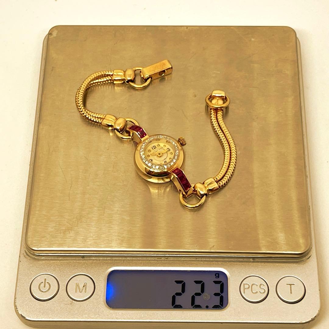 14k 金無垢　ルビー　ダイアモンド　アナログ腕時計 ビンテージ　Tiffany
