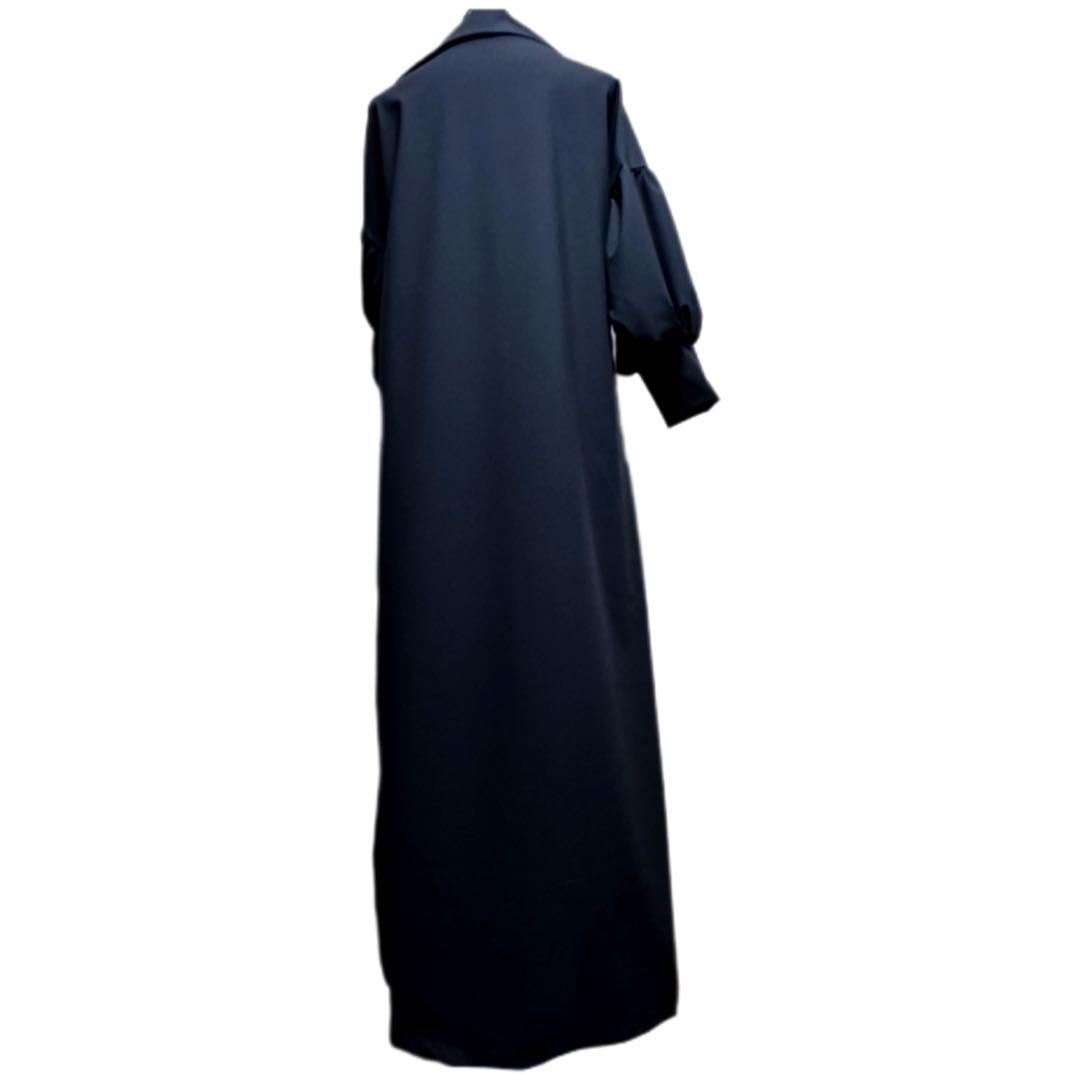 振袖　着物リメイク　ドレス　濃紺×金彩桜や菊や橘　和柄　ワンピース　ハンドメイド