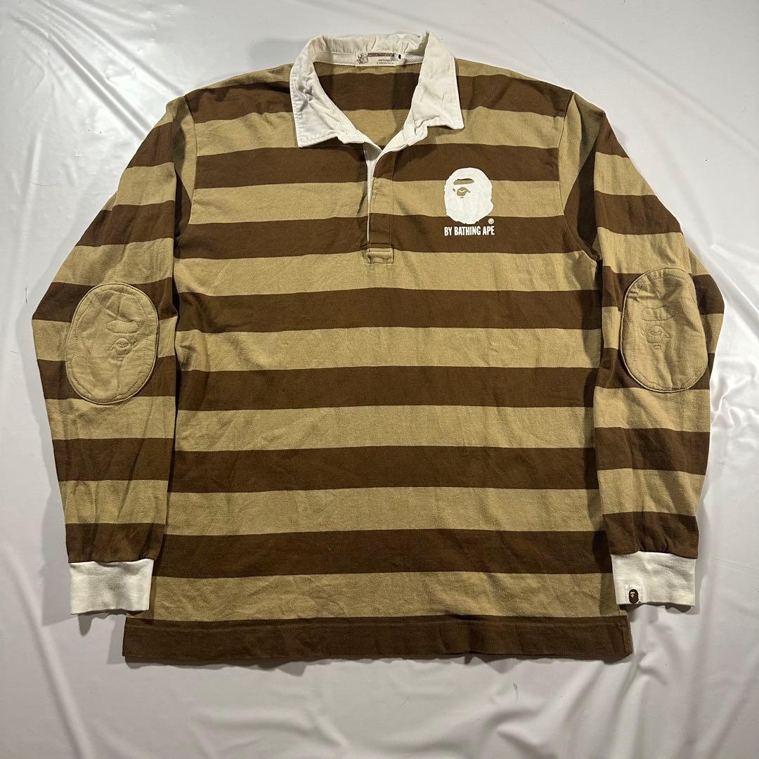 90s A BATHING APE ラガーシャツ エルボーパッチ BAPE ポロ