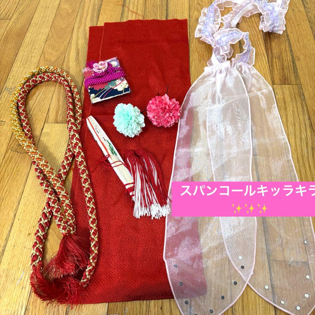 七五三七歳‼️完全フルセット‼️薄イエローに花々キラキラ‼️お家からは揃えるなし