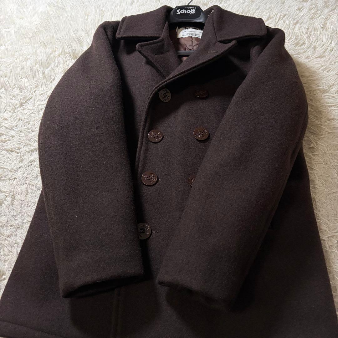 極美品■schott ピーコート AT740 ブラウン USA製 40