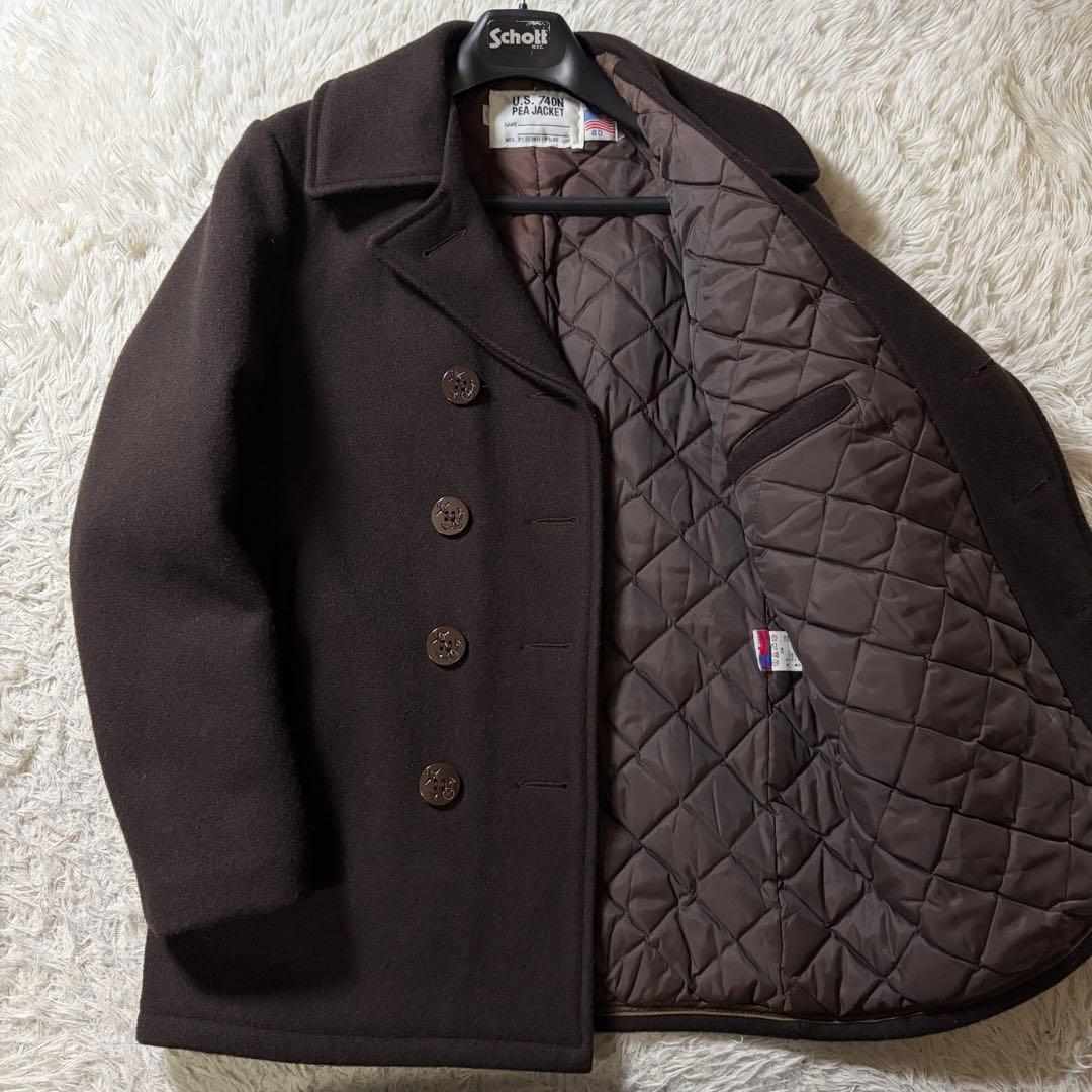 極美品■schott ピーコート AT740 ブラウン USA製 40