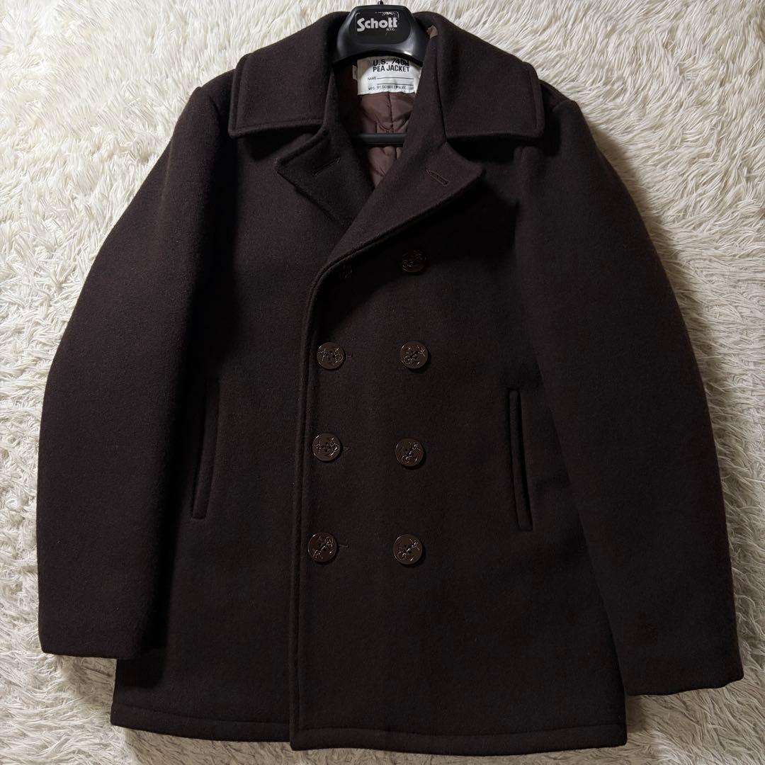 極美品■schott ピーコート AT740 ブラウン USA製 40