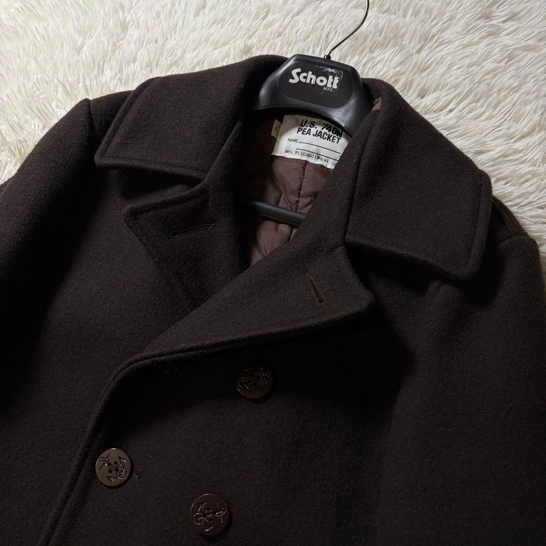 極美品■schott ピーコート AT740 ブラウン USA製 40
