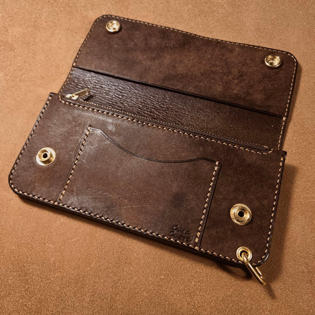 248ロング　トラッカーウォレット　イタリアンレザーMARGOT【ダークブラウン