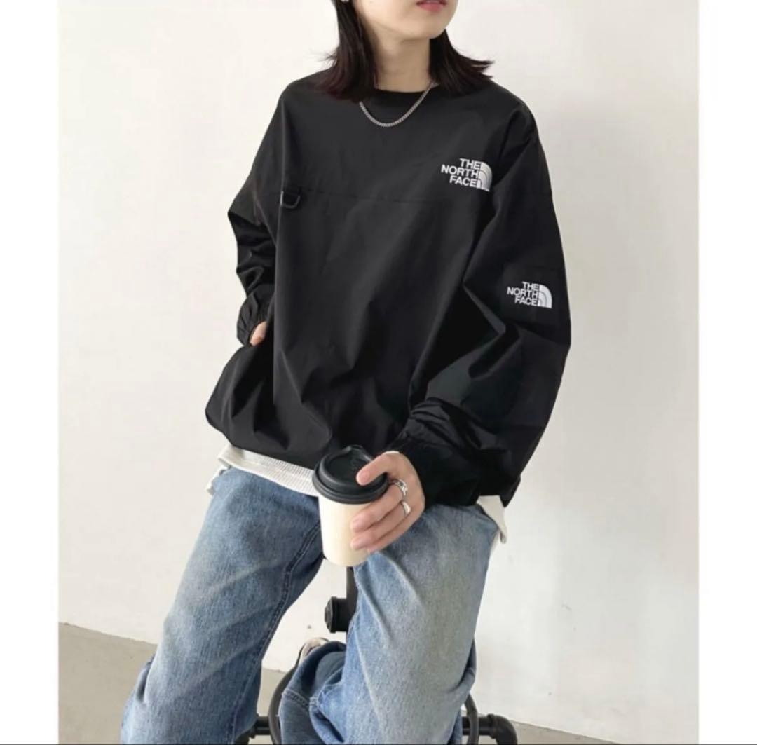 ノースフェイス　韓国限定品　バイカラー 切替ワンポイント クルーネックトップス