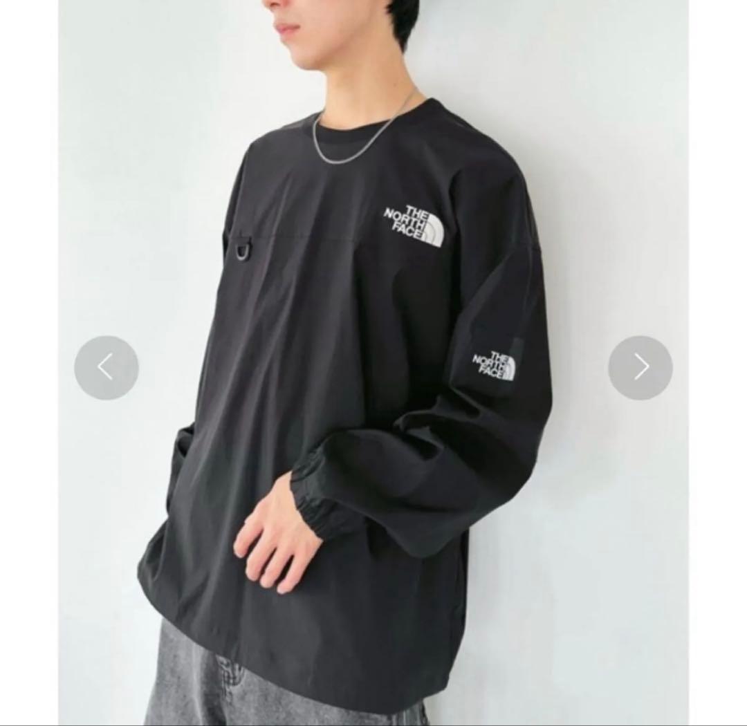 ノースフェイス　韓国限定品　バイカラー 切替ワンポイント クルーネックトップス