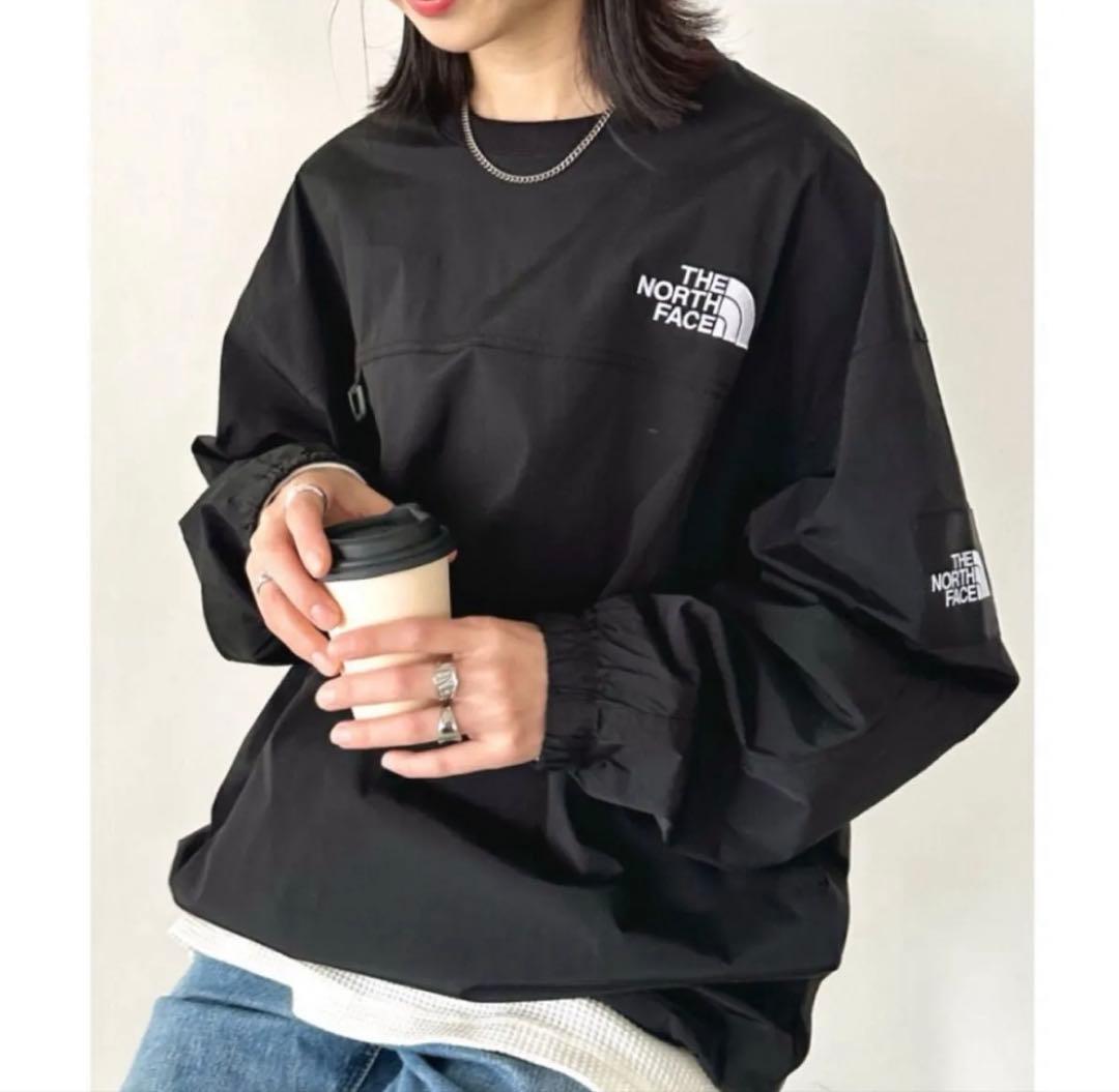 ノースフェイス　韓国限定品　バイカラー 切替ワンポイント クルーネックトップス