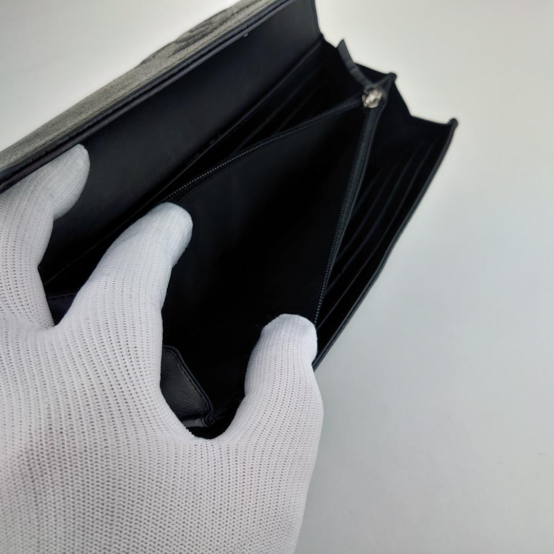 【XYz様用】シャネル　キャビアスキン　フラップ長財布　デカココ　2184