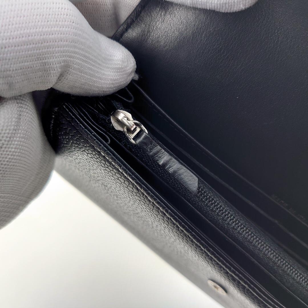 【XYz様用】シャネル　キャビアスキン　フラップ長財布　デカココ　2184