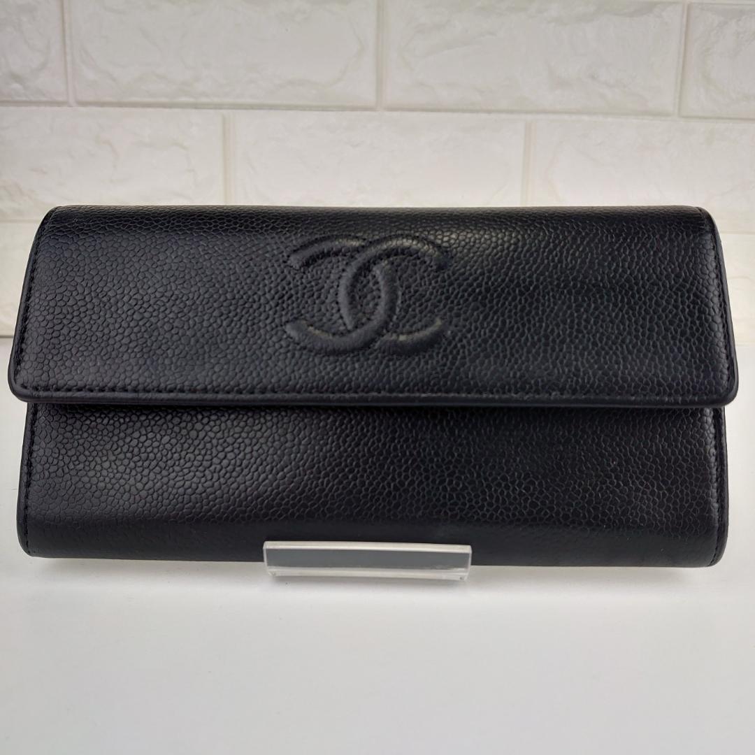 【XYz様用】シャネル　キャビアスキン　フラップ長財布　デカココ　2184