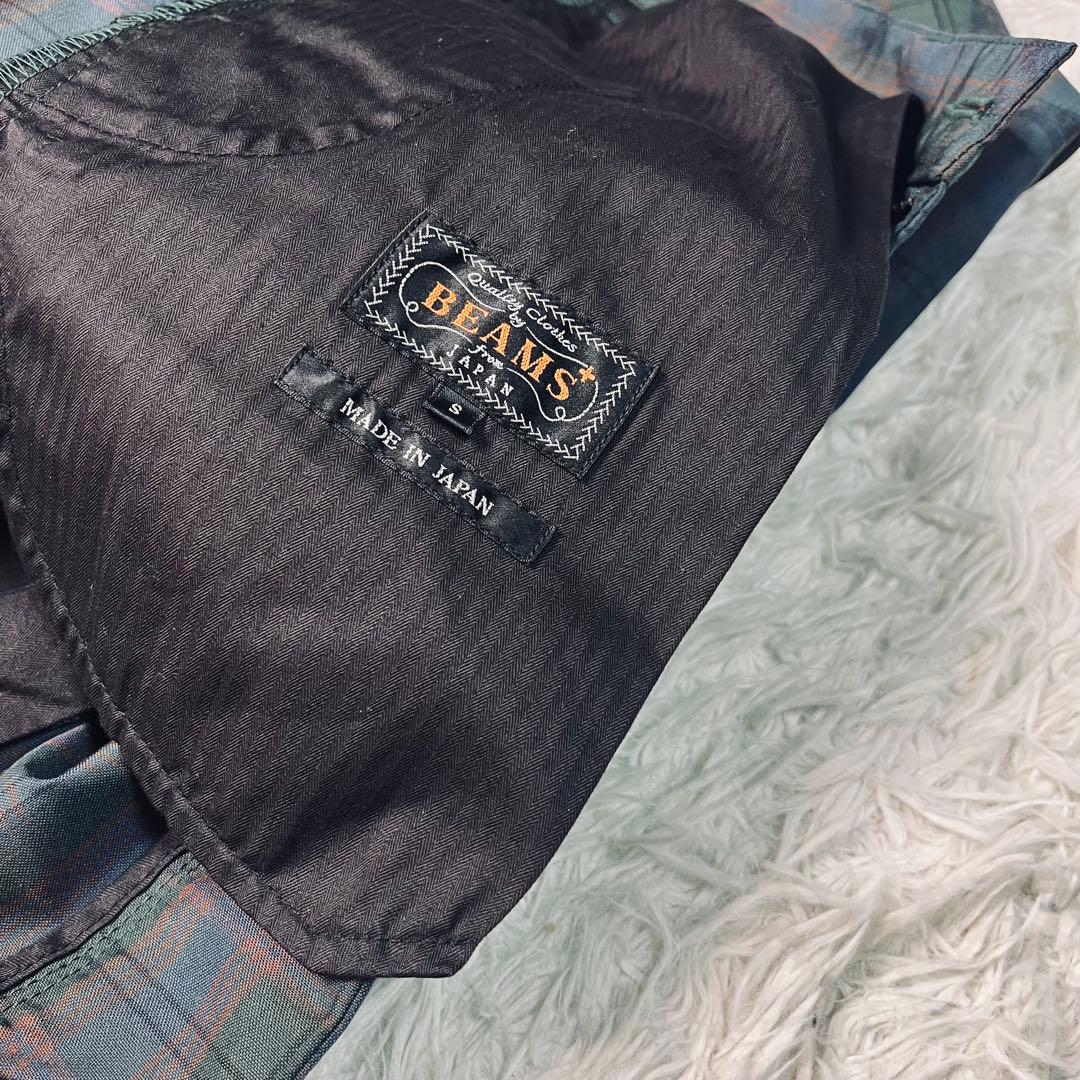 BEAMS+ 2tuck Trousers マドラスチェック×転写プリント S