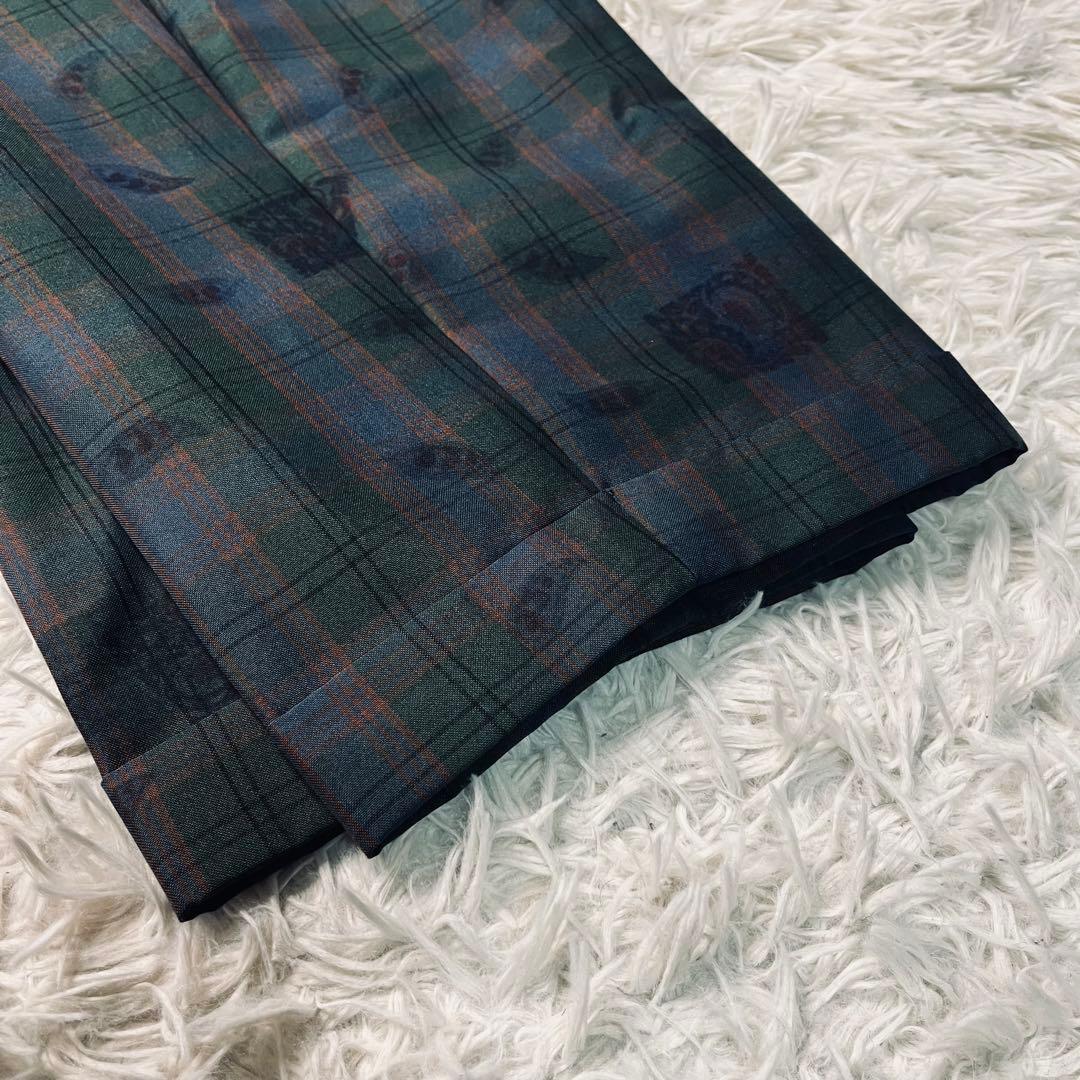 BEAMS+ 2tuck Trousers マドラスチェック×転写プリント S