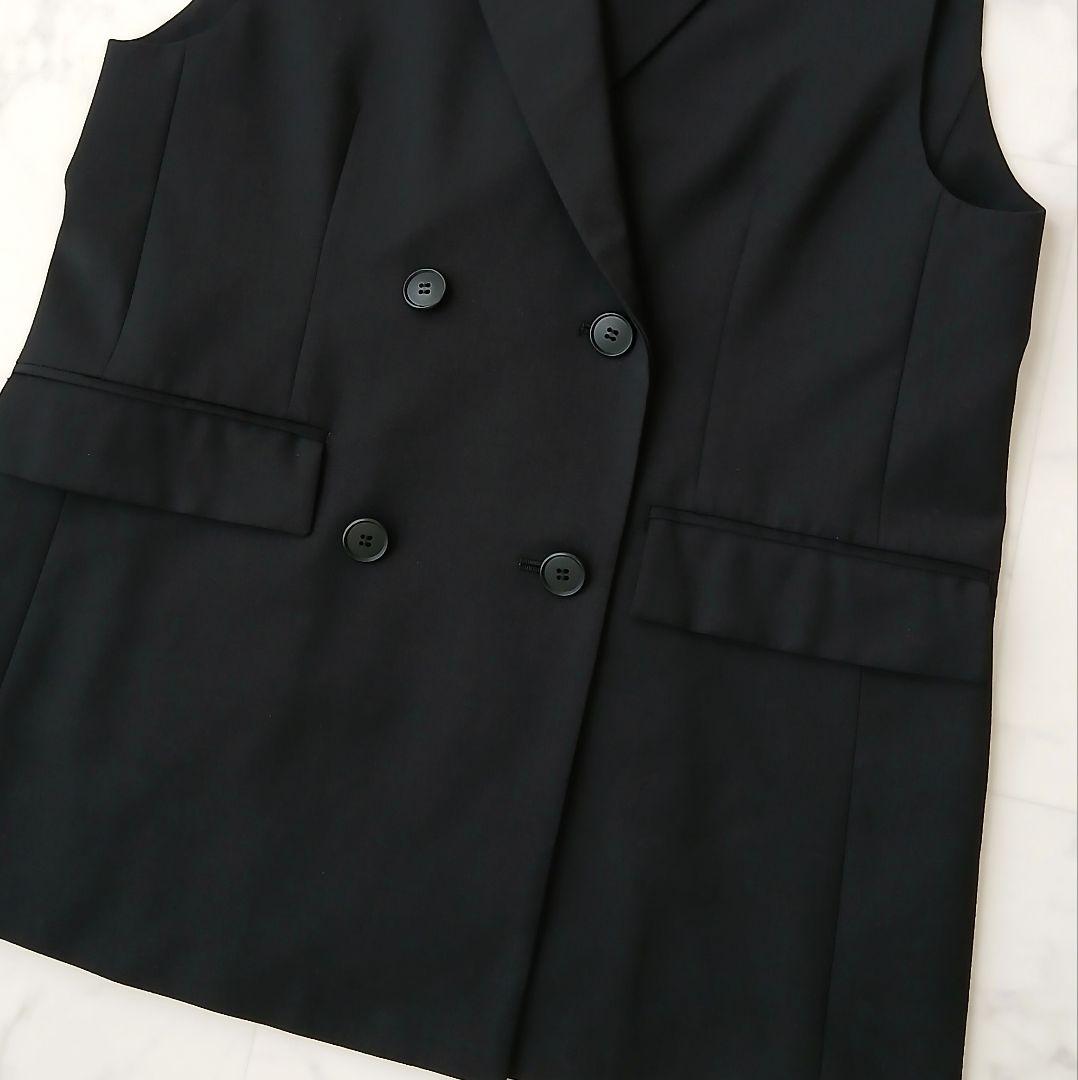 美品 アンタイトル 洗える ウール ダブルブレストベスト M ブラック 日本製