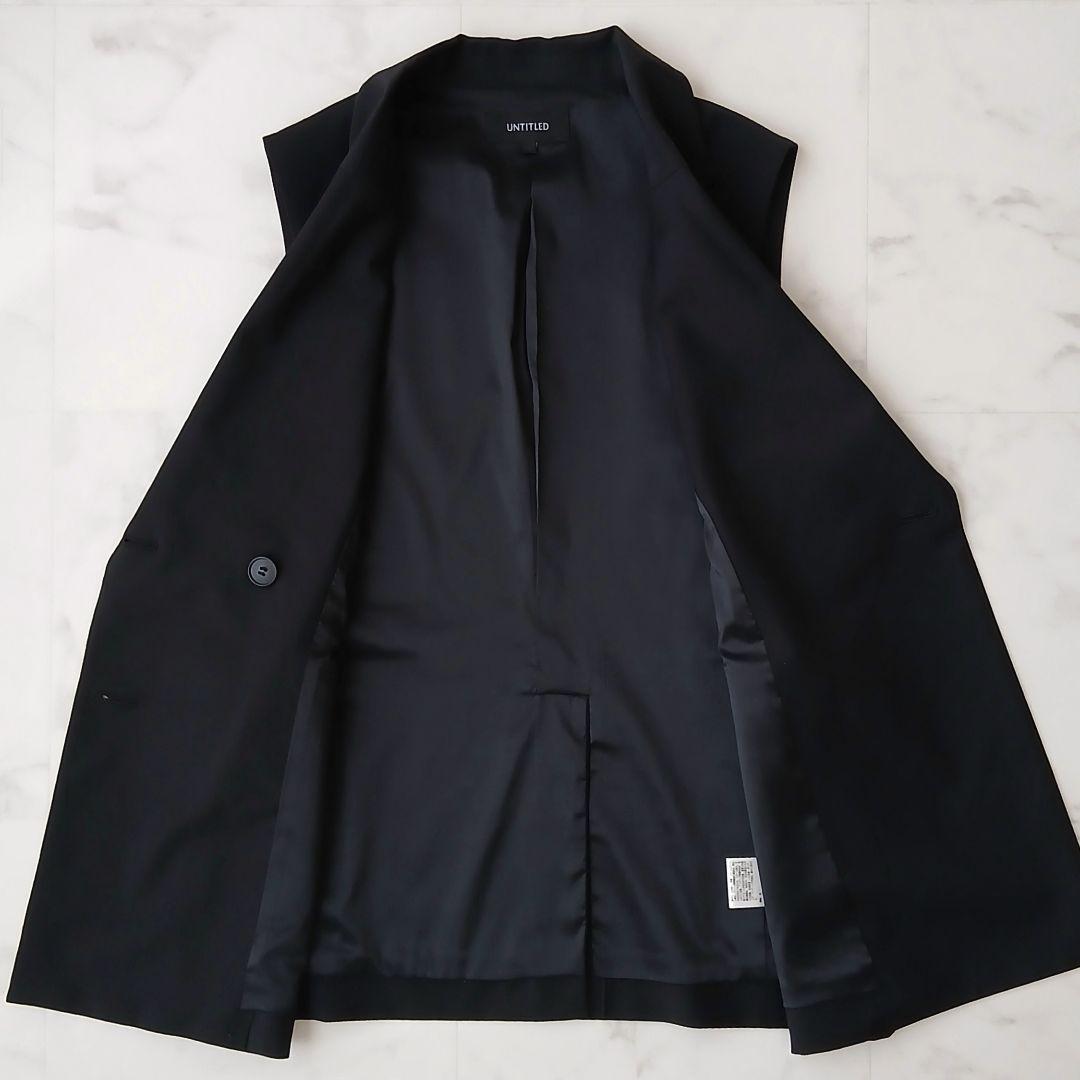 美品 アンタイトル 洗える ウール ダブルブレストベスト M ブラック 日本製