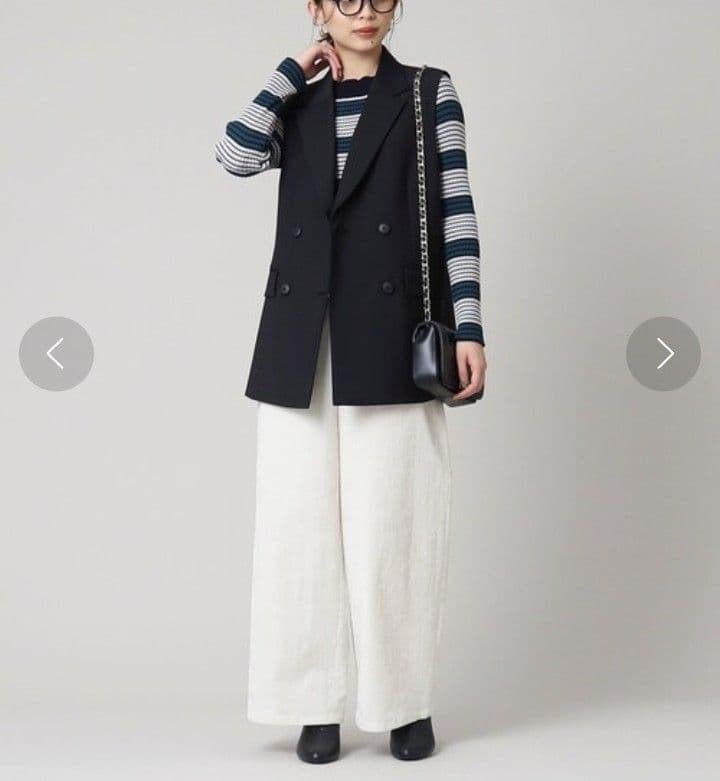 美品 アンタイトル 洗える ウール ダブルブレストベスト M ブラック 日本製