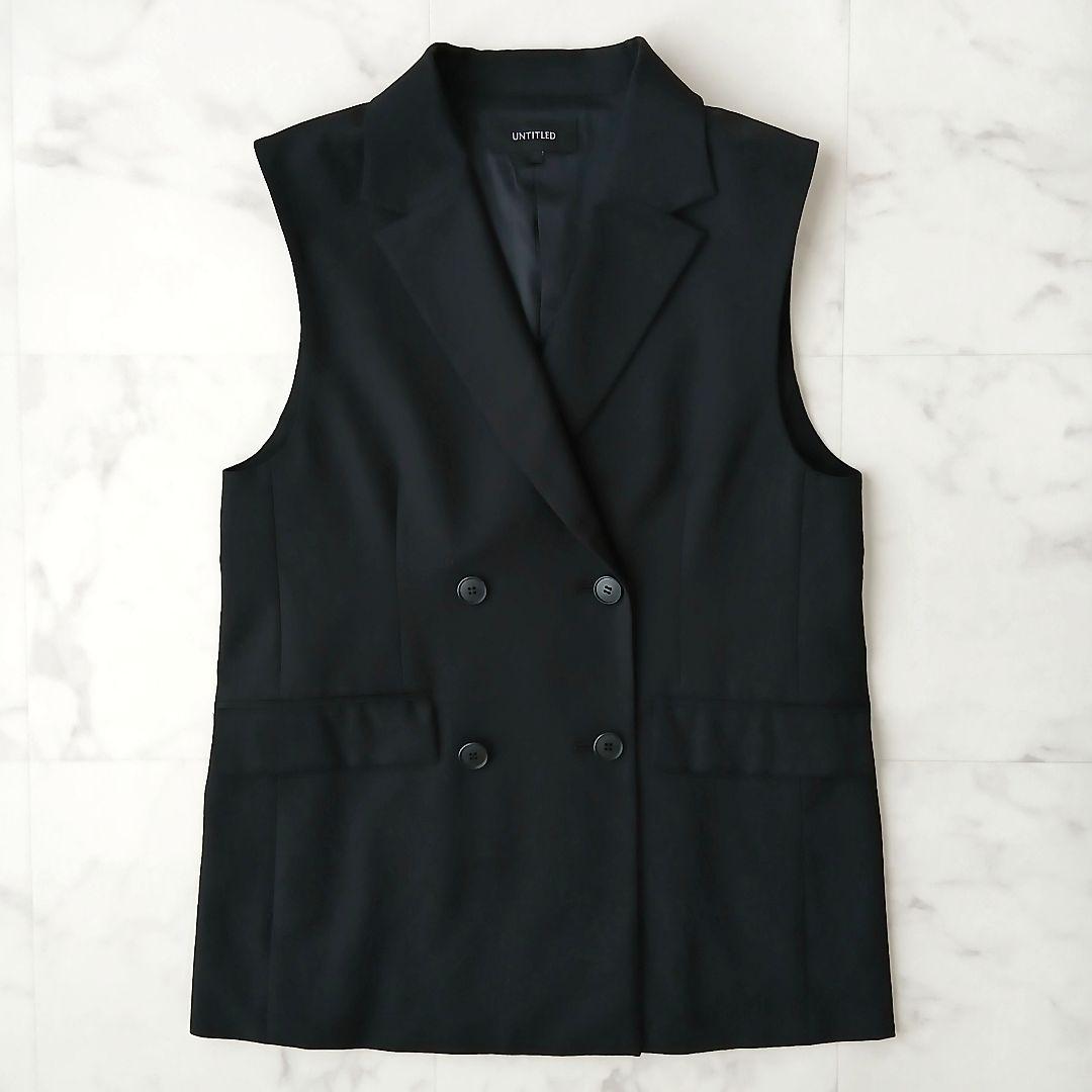 美品 アンタイトル 洗える ウール ダブルブレストベスト M ブラック 日本製