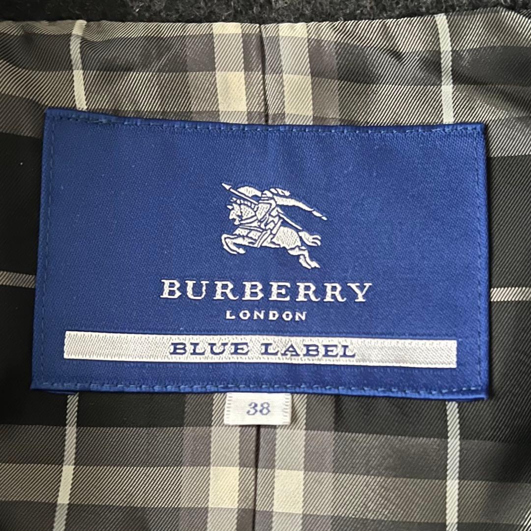 バーバリーブルーレーベル ノバチェック 金ボタン ピーコート ナポレオン 38