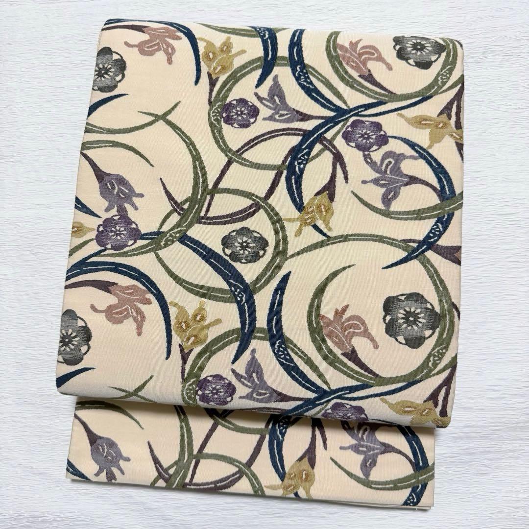 M101 紅型調　つづれ帯　正絹　袋帯　パールトーン加工済み　美品