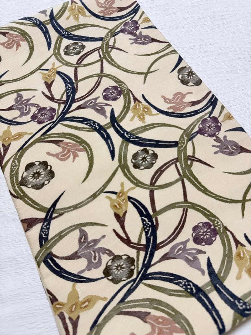 M101 紅型調　つづれ帯　正絹　袋帯　パールトーン加工済み　美品