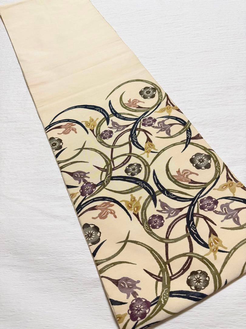 M101 紅型調　つづれ帯　正絹　袋帯　パールトーン加工済み　美品