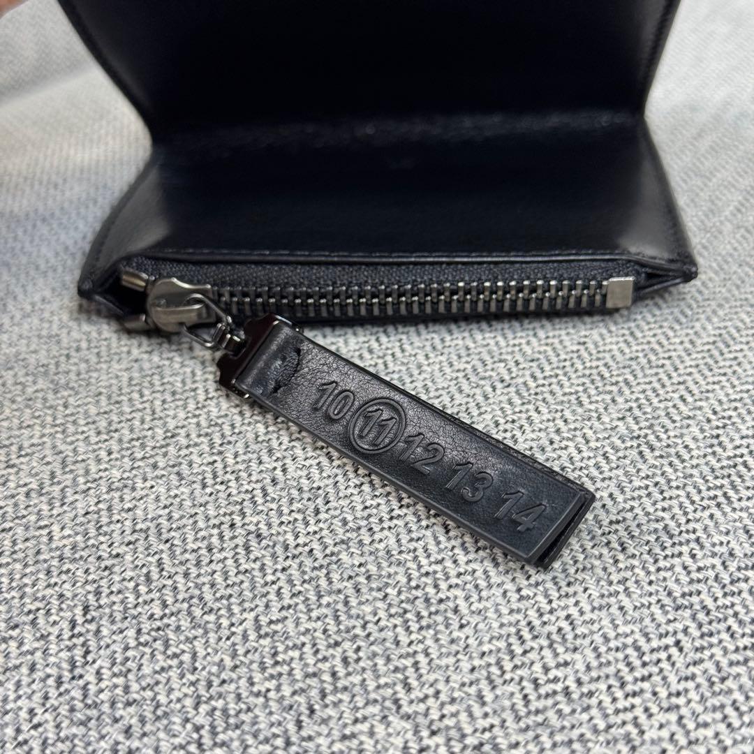 メゾン マルジェラ 4ステッチ 2つ折り財布 ブラックレザー