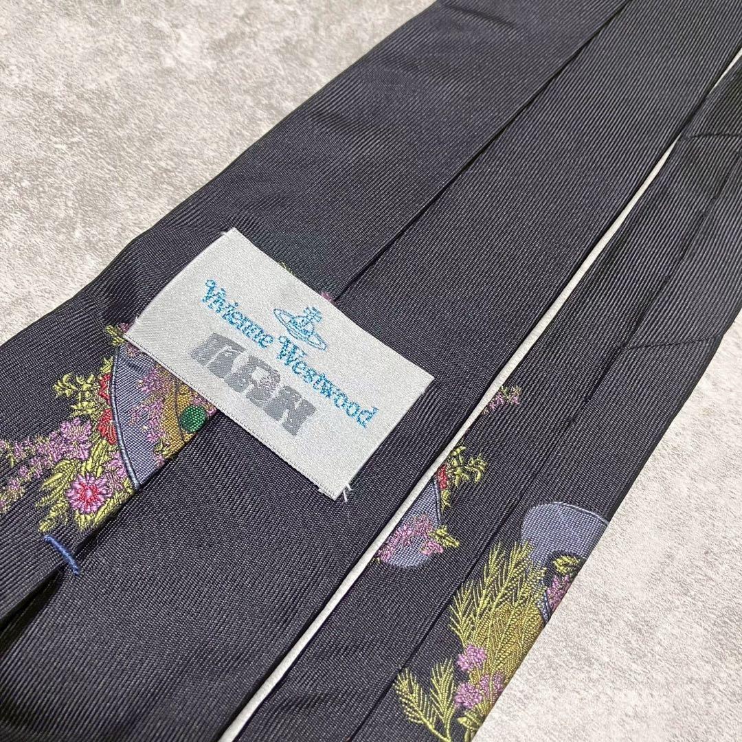 美品　ヴィヴィアンウエストウッド　ネクタイ　ソリッド　無地　オーブ刺繍　ブラック