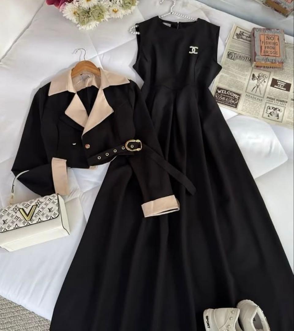 ノースリーブAラインドレス ブラック