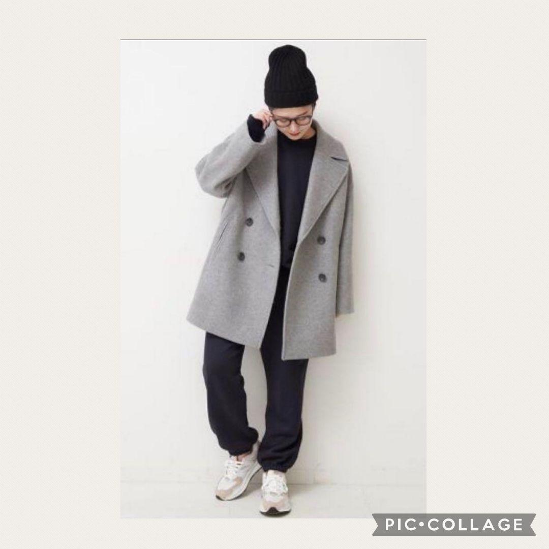 スピックアンドスパン Wメルトン Pコート グレー 36