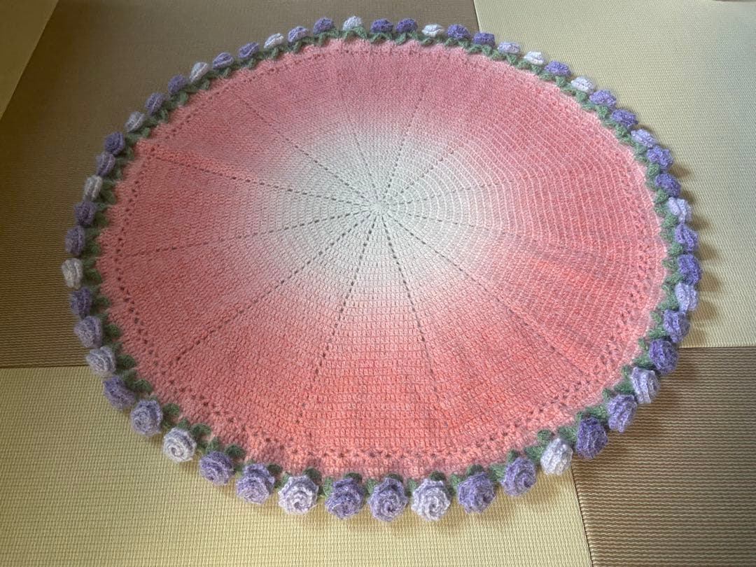 バラの花束ブランケット直径86cm，54本の大きな花ストール